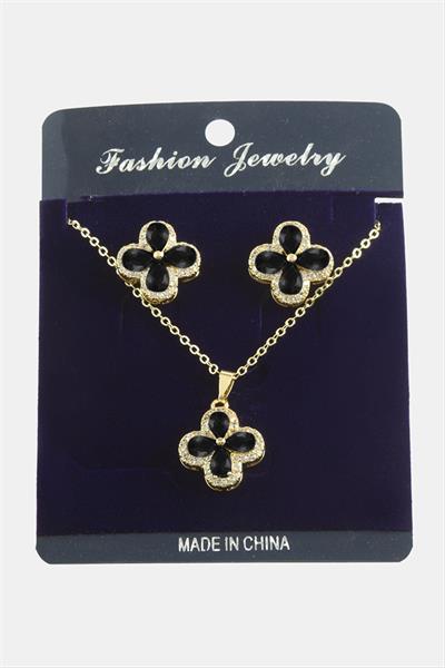 Çiçek Zirkon Taşlı Set Kolye