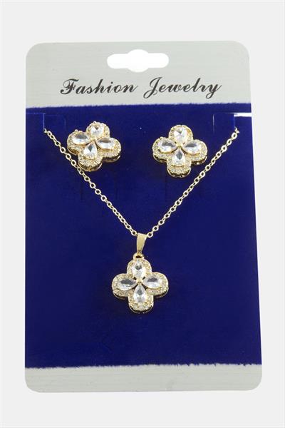 Çiçek Zirkon Taşlı Set Kolye