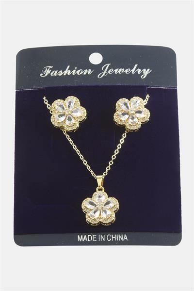 Çiçek Zirkon Taşlı Set Kolye