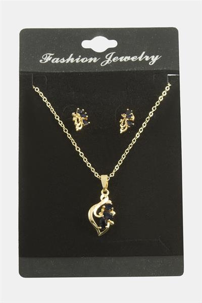 Çiçek Zirkon Taşlı Set Kolye