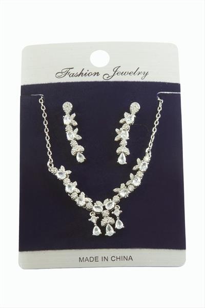 Çiçek Zirkon Taşlı Set Kolye