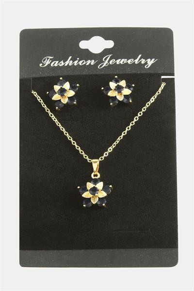 Çiçek Zirkon Taşlı Set Kolye