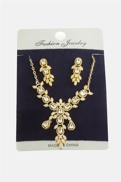 Çiçek Zirkon Taşlı Set Kolye