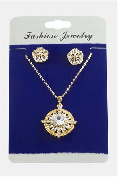 Çiçek Zirkon Taşlı Set Kolye