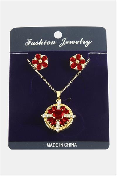 Çiçek Zirkon Taşlı Set Kolye