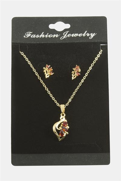 Çiçek Zirkon Taşlı Set Kolye