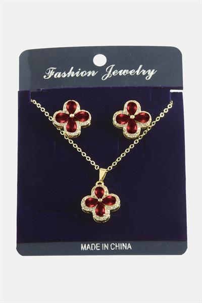 Çiçek Zirkon Taşlı Set Kolye