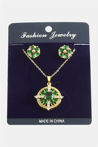 Çiçek Zirkon Taşlı Set Kolye