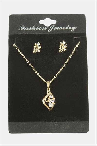 Çiçek Zirkon Taşlı Set Kolye