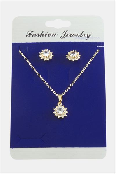 Çiçek Zirkon Taşlı Set Kolye