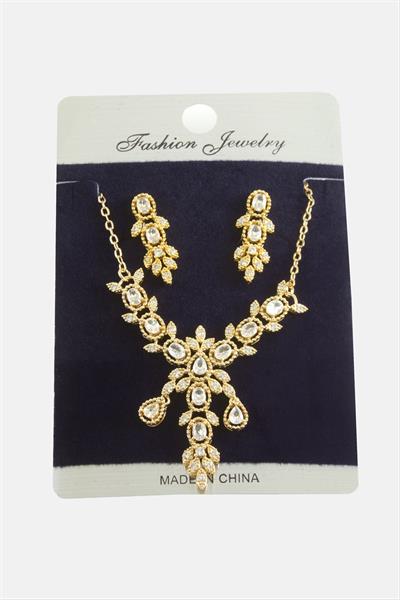 Çiçek Zirkon Taşlı Set Kolye