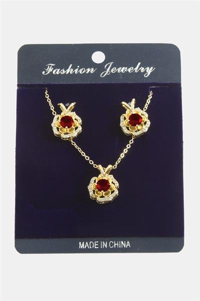 Çiçek Zirkon Taşlı Set Kolye