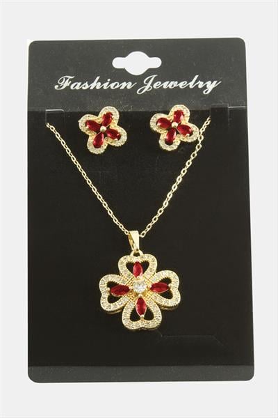 Çiçek Zirkon Taşlı Set Kolye