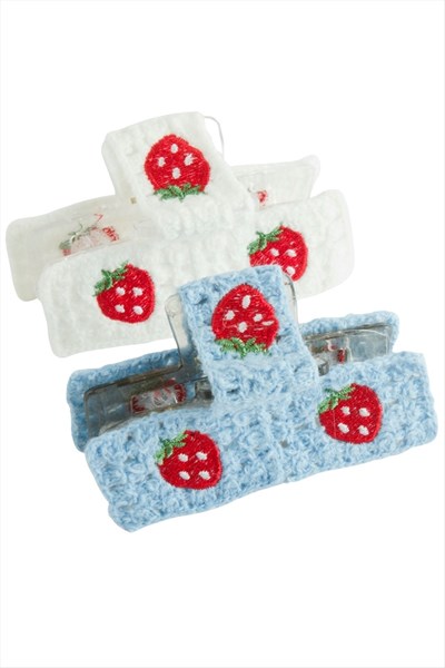 Çilek Örgülü Mandal Toka 8 cm