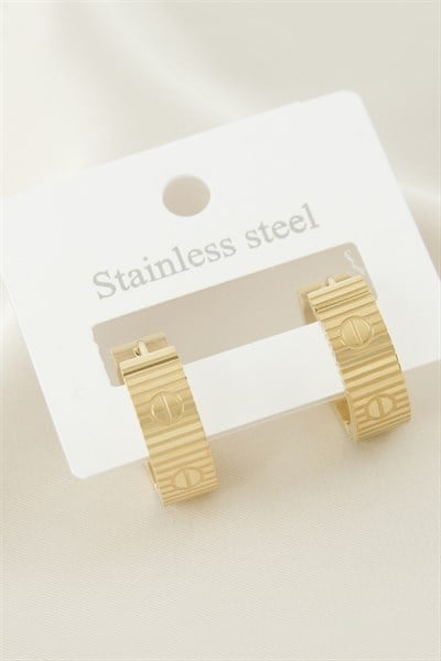 Crt Çizgili Lüks Çelik Küpe