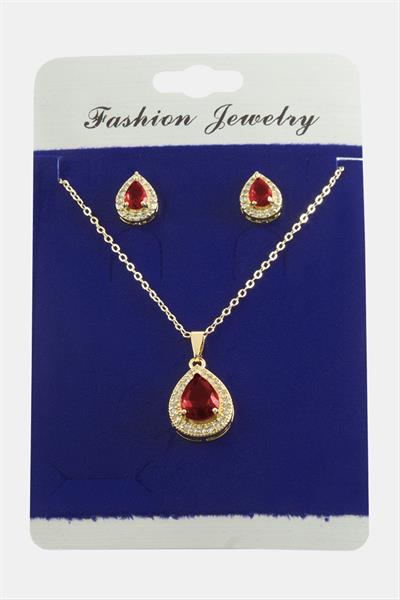 Damla Zirkon Taşlı Set Kolye