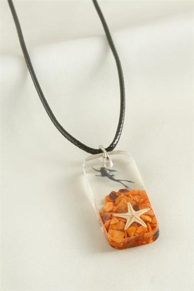 Deniz Yıldızı Dikdörtgen Epoksi Kolye