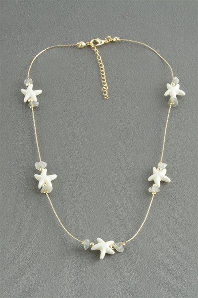 Deniz Yıldızı Kırık Doğaltaş Kolye