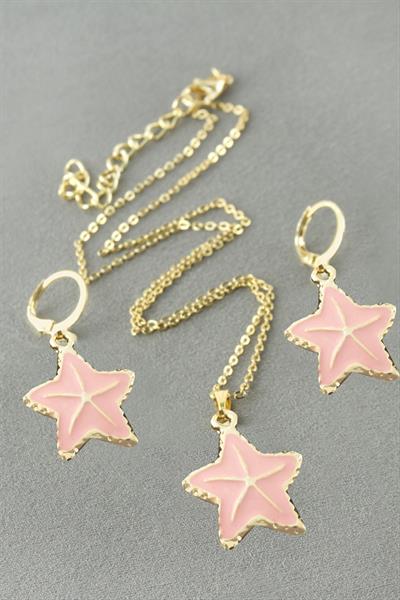 Deniz Yıldızı Mineli Kutulu Kolye Set