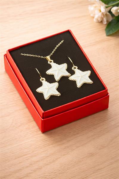 Deniz Yıldızı Mineli Kutulu Kolye Set