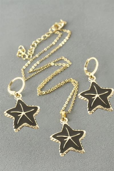 Deniz Yıldızı Mineli Kutulu Kolye Set