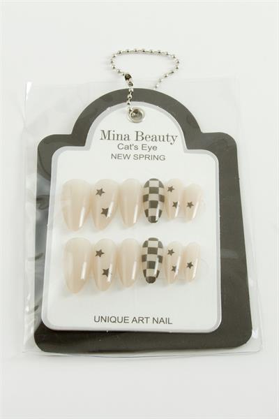 Desenli Mina Beauty Kedi Gözü Takma Tırnak