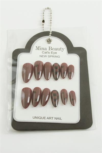 Desenli Mina Beauty Kedi Gözü Takma Tırnak