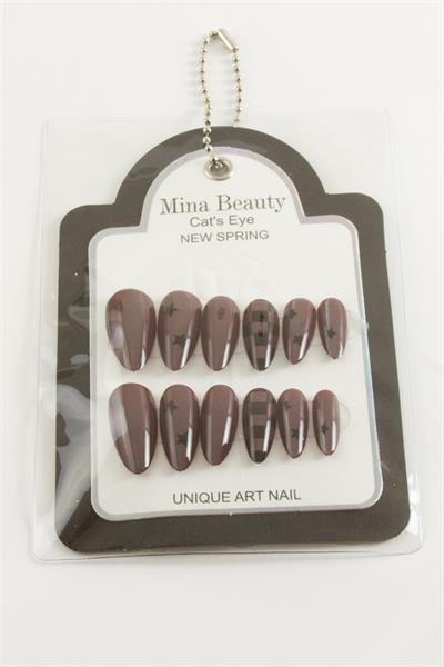 Desenli Mina Beauty Kedi Gözü Takma Tırnak