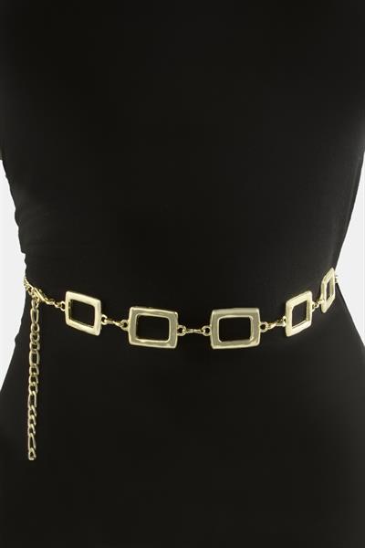 Dikdörtgen Metal Zincir Kemer