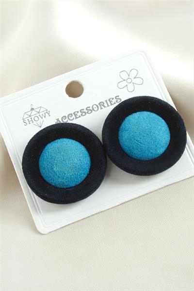 Düğme Süet Kumaş Küpe