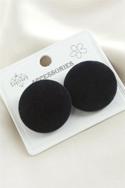 Düğme Süet Kumaş Küpe