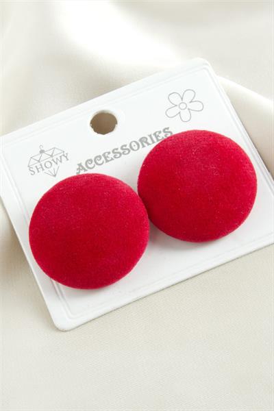 Düğme Süet Kumaş Küpe