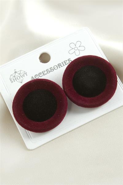 Düğme Süet Kumaş Küpe