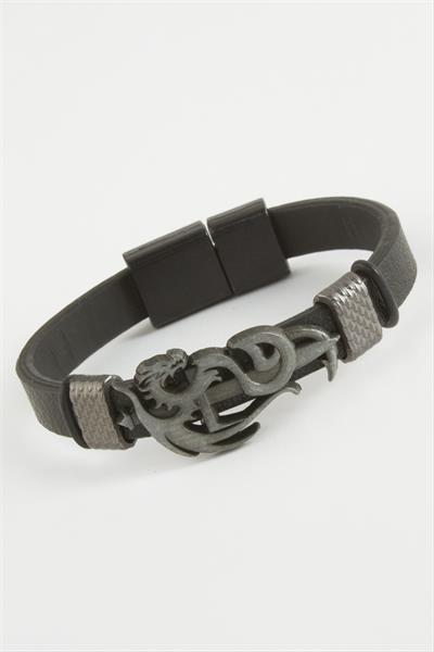 Ejderha Kaliteli Mıknatıslı Suni Deri Bileklik