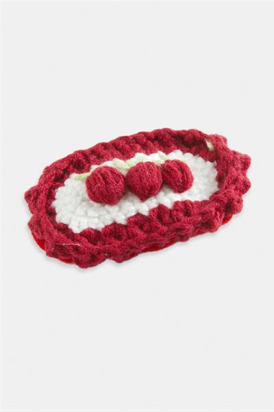 El Yapımı Kiraz İşlemeli Örgülü Çıtçıtlı Toka