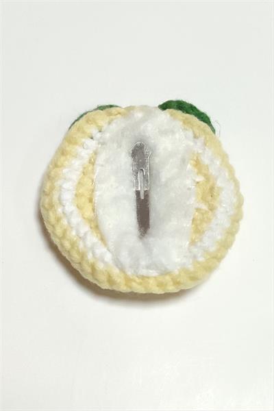 El Yapımı Limon İşlemeli Örgülü Çıtçıtlı Toka