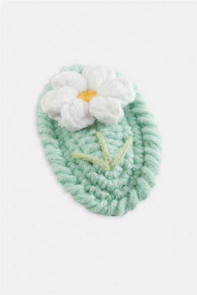 El Yapımı Papatya İşlemeli Örgülü Çıtçıtlı Toka