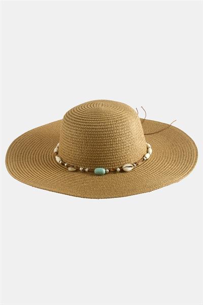 Etnik Boncuklu Hasır Şapka