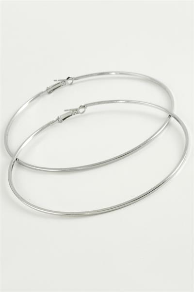 Ezme Çizgili Metal Halka Küpe 8-9-10 cm