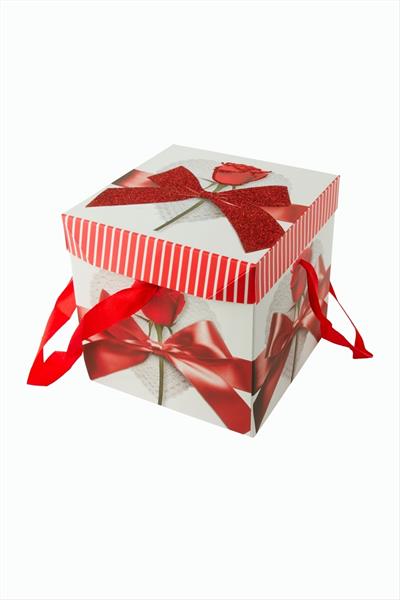 Fiyong Gül Simli Kare Hediyelik Kutu 15 cm