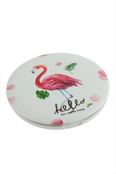 Flamingo Desenli Yuvarlak El Aynası