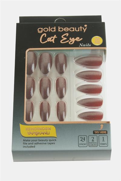 Gold 24lü Kedi Gözü Takma Tırnak