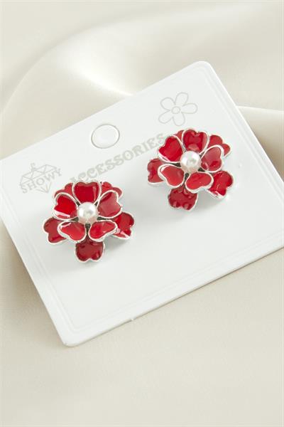 Gül Çiçek İnci Mineli Küpe