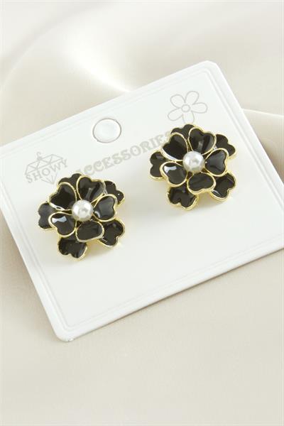 Gül Çiçek İnci Mineli Küpe