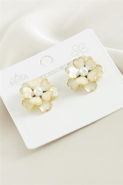 Gül Çiçek İnci Mineli Küpe