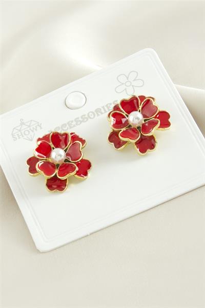 Gül Çiçek İnci Mineli Küpe