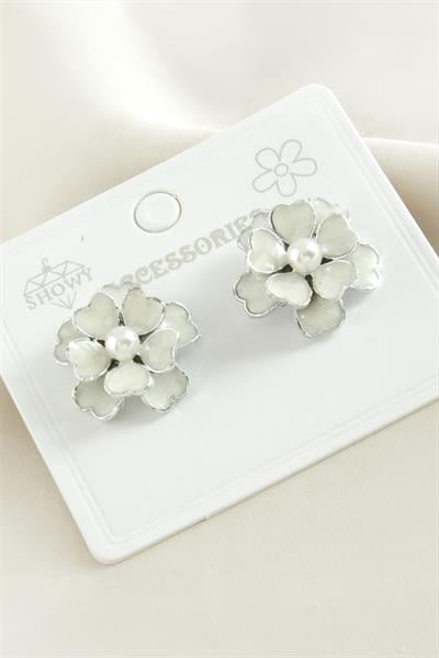 Gül Çiçek İnci Mineli Küpe