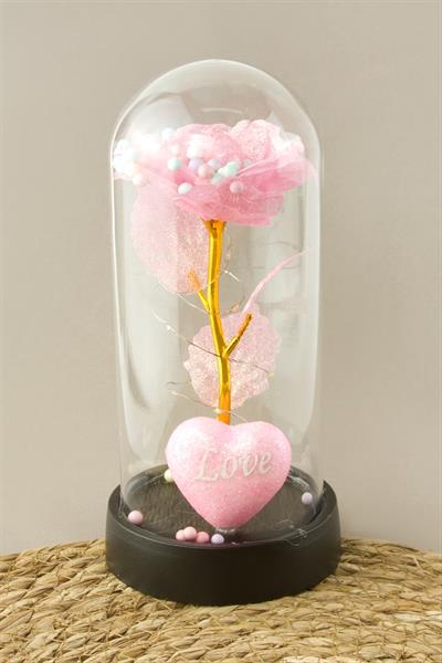 Gül Işıklı Led Fanus