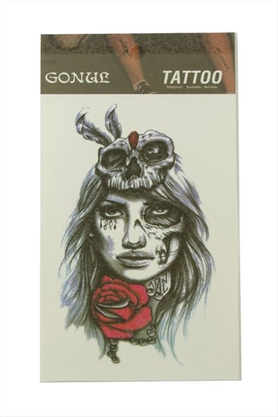 Gül Kuru Kafa Tattoo Dövme Sticker
