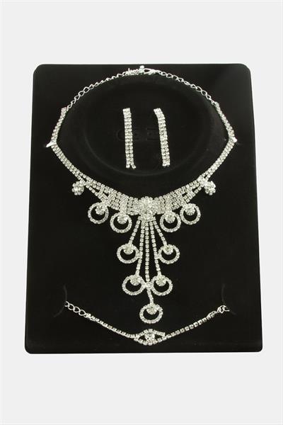 Halka Taşlı Lüks Set Kolye